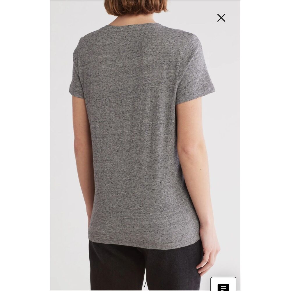 Madewell Women's Whisper V-Neck Short Sleeve Heather Iron Tee Size Medium - Picture 2 of 7